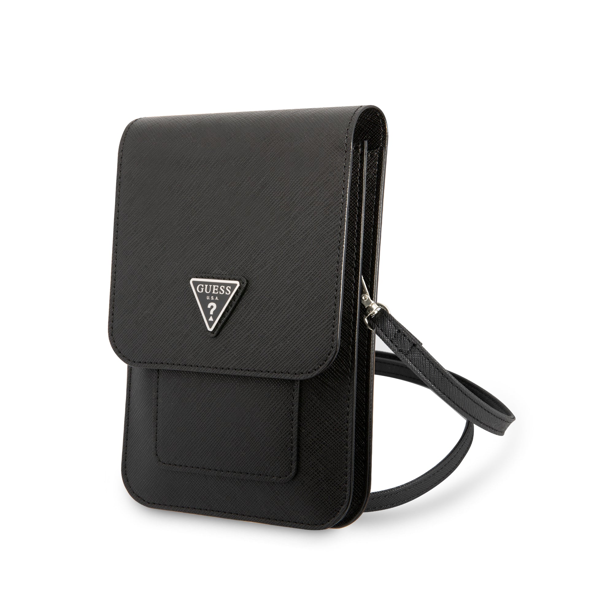 Case/Wallet Bag Guess Diseño Saffiano Triangle Logo Color Negro