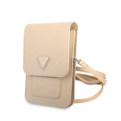 Case/Wallet Bag Guess Diseño Saffiano Triangle Logo Color Beige