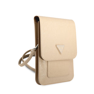 Case/Wallet Bag Guess Diseño Saffiano Triangle Logo Color Beige