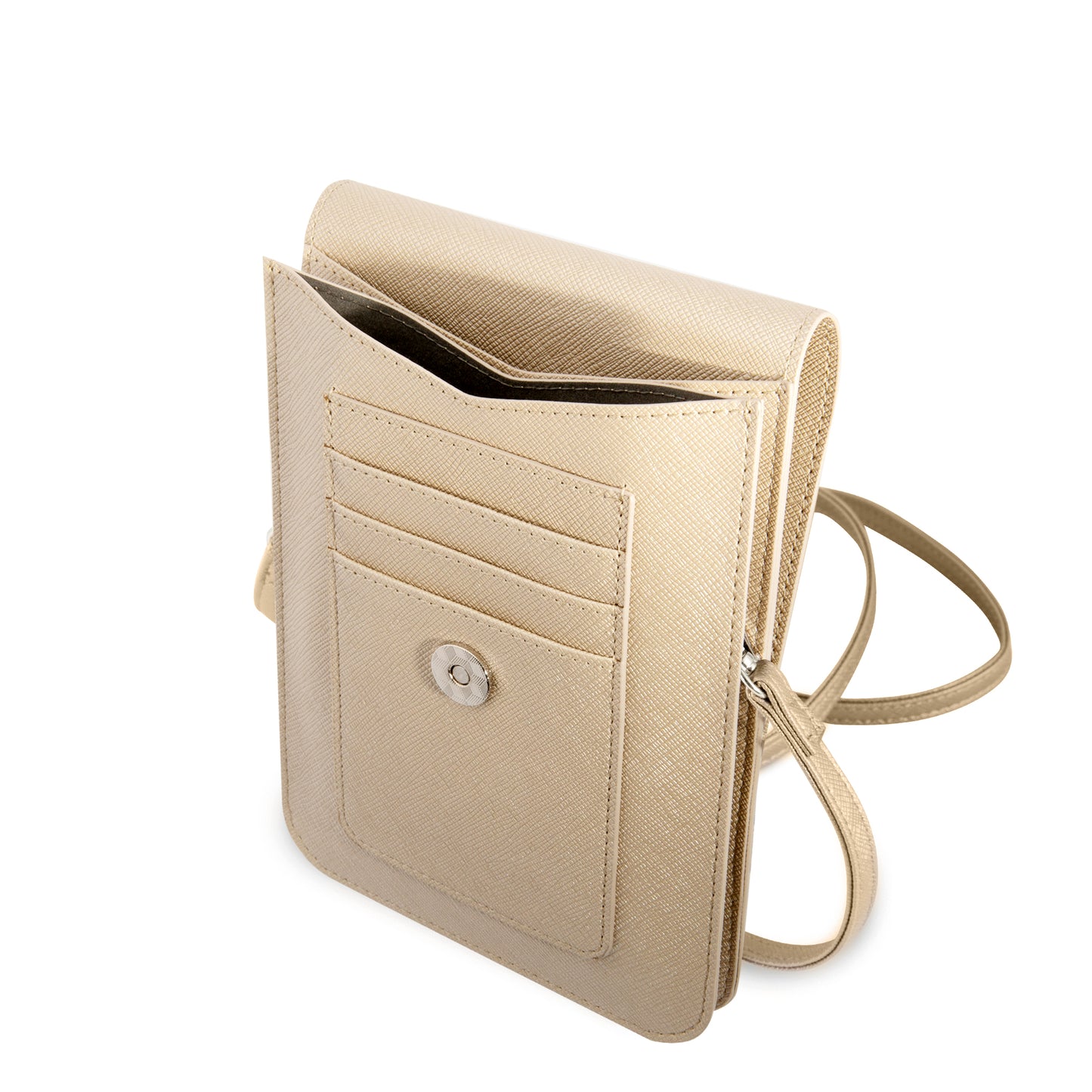 Case/Wallet Bag Guess Diseño Saffiano Triangle Logo Color Beige