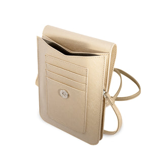Case/Wallet Bag Guess Diseño Saffiano Triangle Logo Color Beige