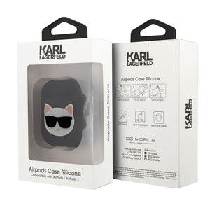 Case/Funda Karl Lagerfeld Choupette de Silicón con Anillo Color Negro AirPods