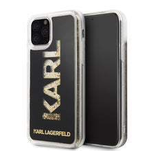 Cargar imagen en el visor de la galería, Case/Funda Karl Lagerfeld de Glitter Dorado con Negro iPhone 11 Pro Max
