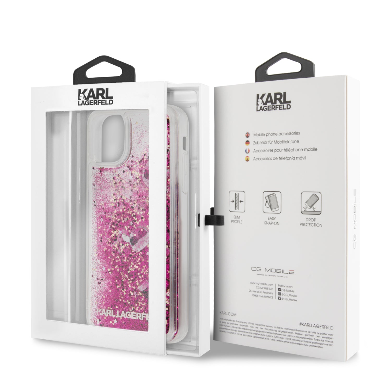 Case Funda Karl Lagerfeld brillos rosas iPhone 11 Pro - ForwardContigo