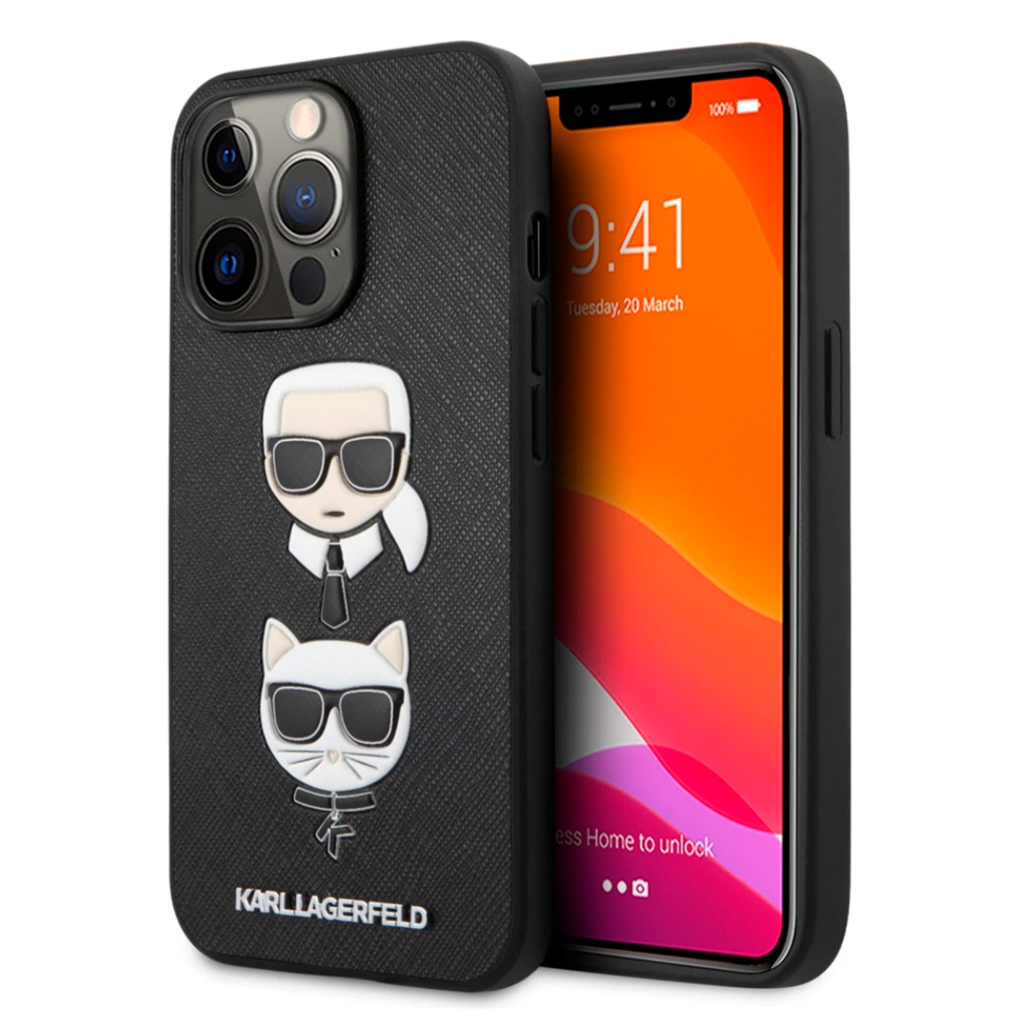 Case/Funda Karl & Choupette Saffiano Negra iPhone 13 Pro