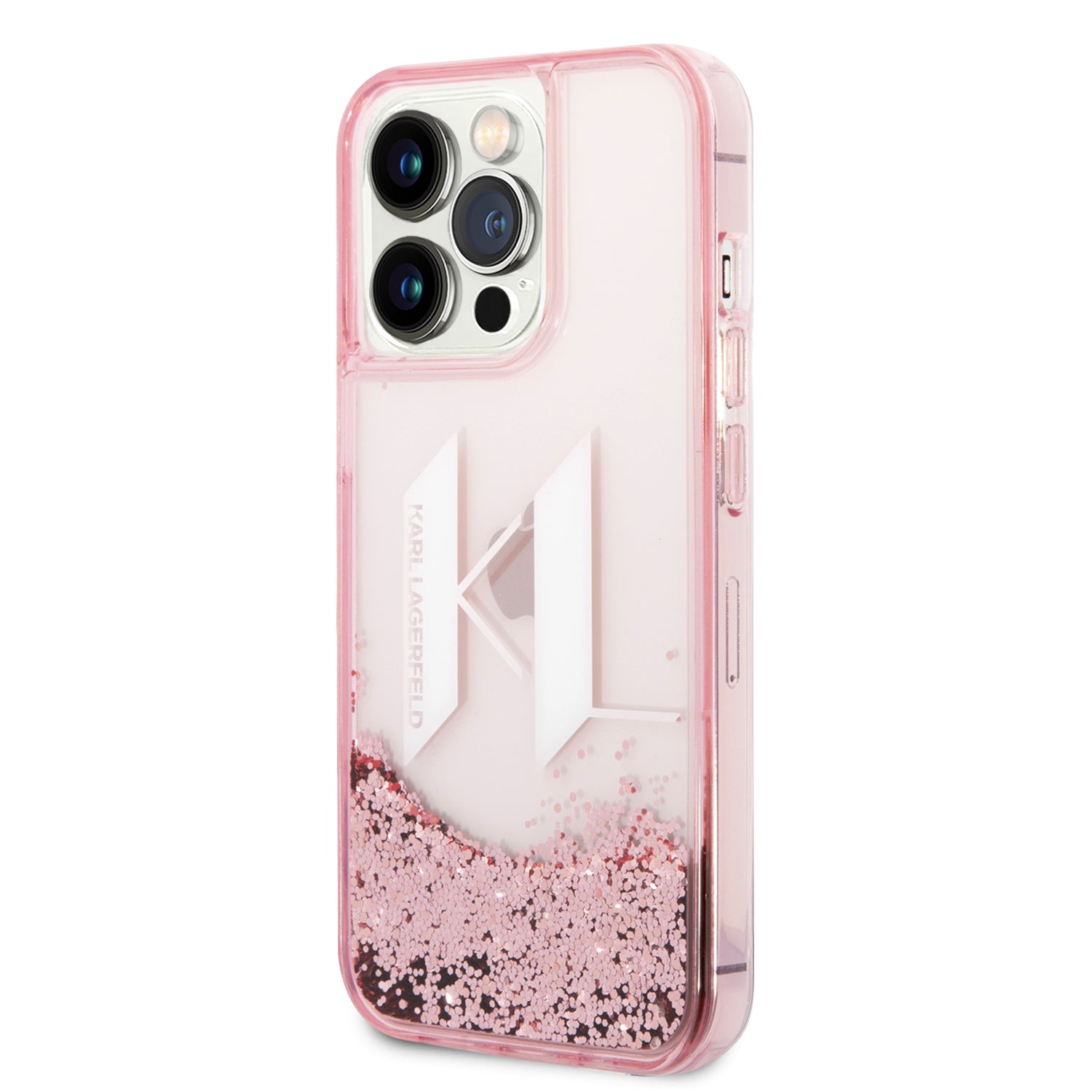 Case/Funda Karl Lagerfeld Diseño KL con Brillos Líquidos Color Rosa para iPhone 14 Pro Max