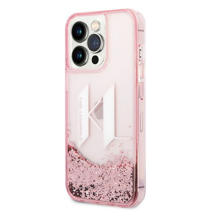Case/Funda Karl Lagerfeld Diseño KL con Brillos Líquidos Color Rosa para iPhone 14 Pro Max