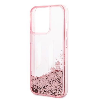 Case/Funda Karl Lagerfeld Diseño KL con Brillos Líquidos Color Rosa para iPhone 14 Pro Max
