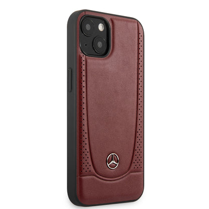 Case/Funda Mercedes Benz de Piel con Costura U Color Rojo iPhone 13