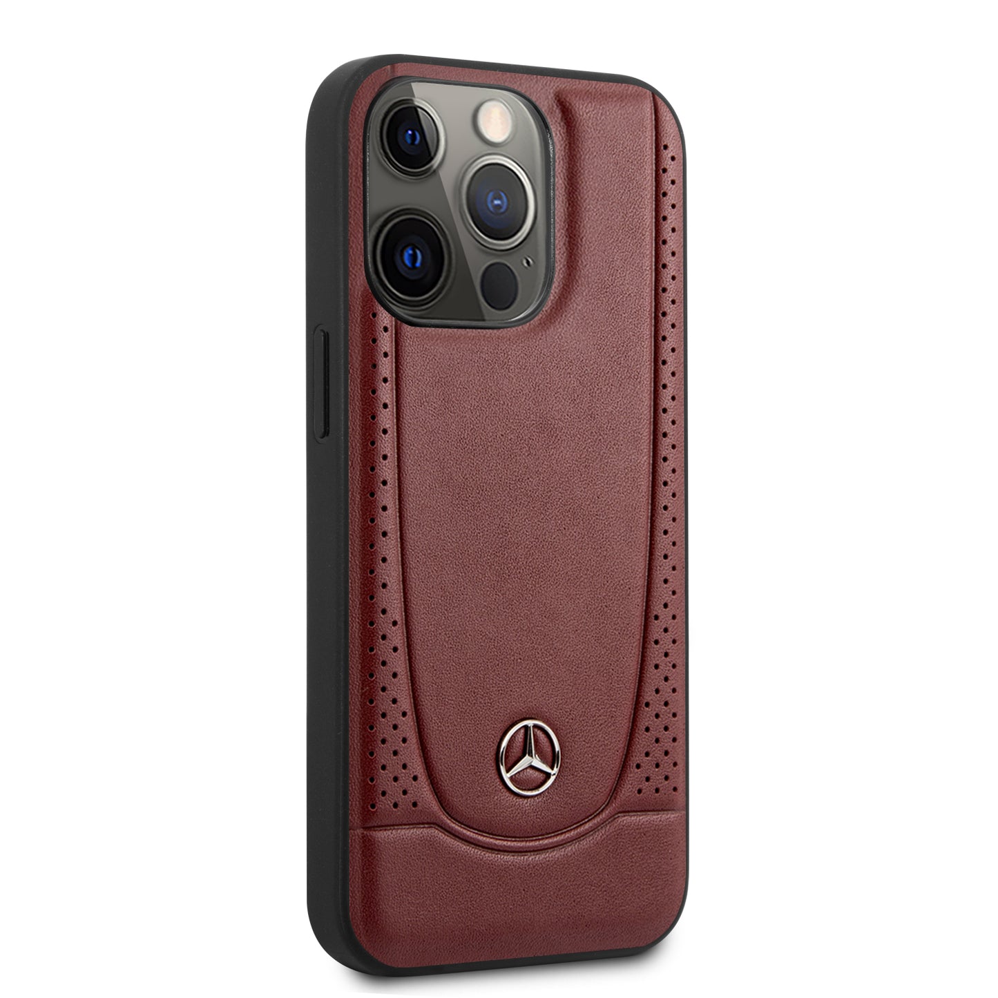 Case/Funda Mercedes Benz de Piel con Costura U Color Rojo iPhone 13 Pro Max