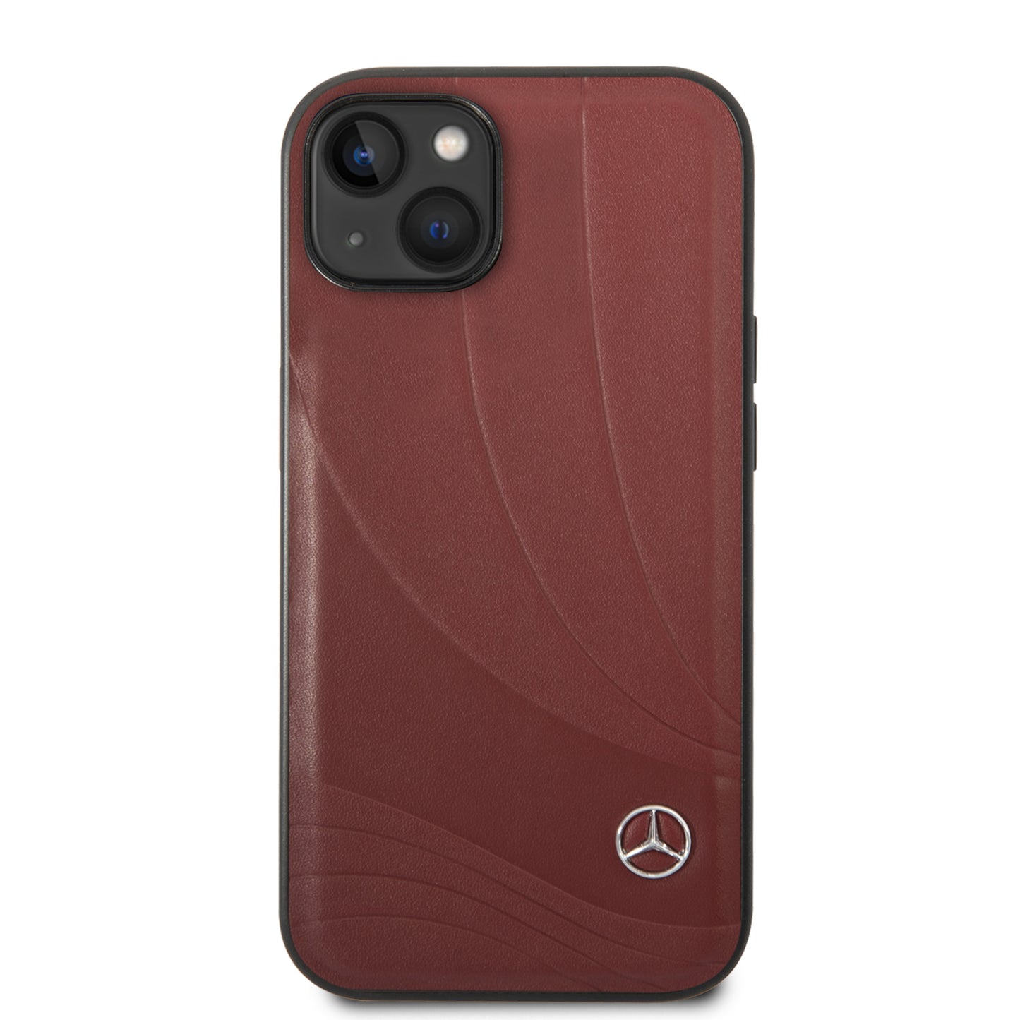 Case/Funda Mercedes Benz de Piel con Diseño de Olas Color Rojo para iPhone 14 Plus