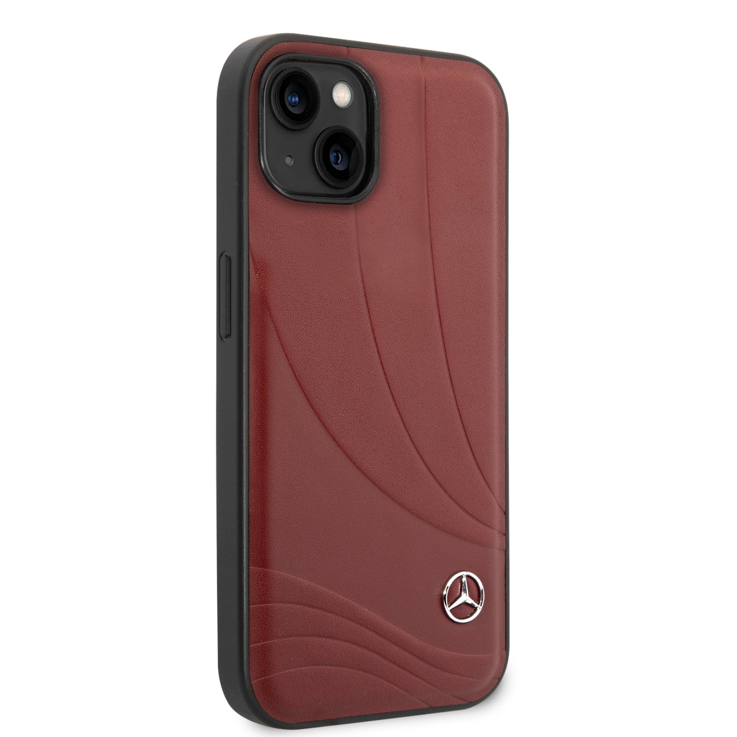 Case/Funda Mercedes Benz de Piel con Diseño de Olas Color Rojo para iPhone 14 Plus