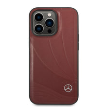 Cargar imagen en el visor de la galería, Case/Funda Mercedes Benz de Piel con Diseño de Olas Color Rojo para iPhone 14 Pro Max
