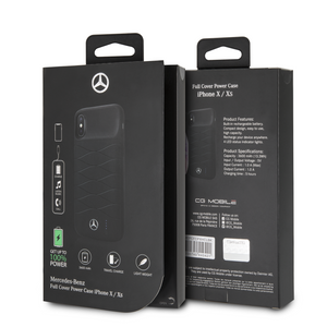 Case/Funda Power Bank Mercedes Benz Color Negro iPhone X y iPhone Xs + Cristal Protector GRATIS