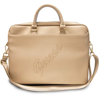 Bolso/Portafolio Guess Diseño Saffiano con Logo Vintage Color Beige