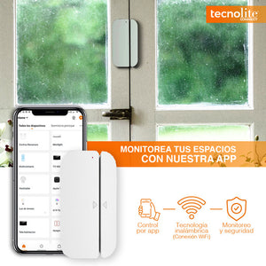 Sensor de Apertura Inteligente WiFi Puertas/Ventanas/Cajones, Compatible con App móvil